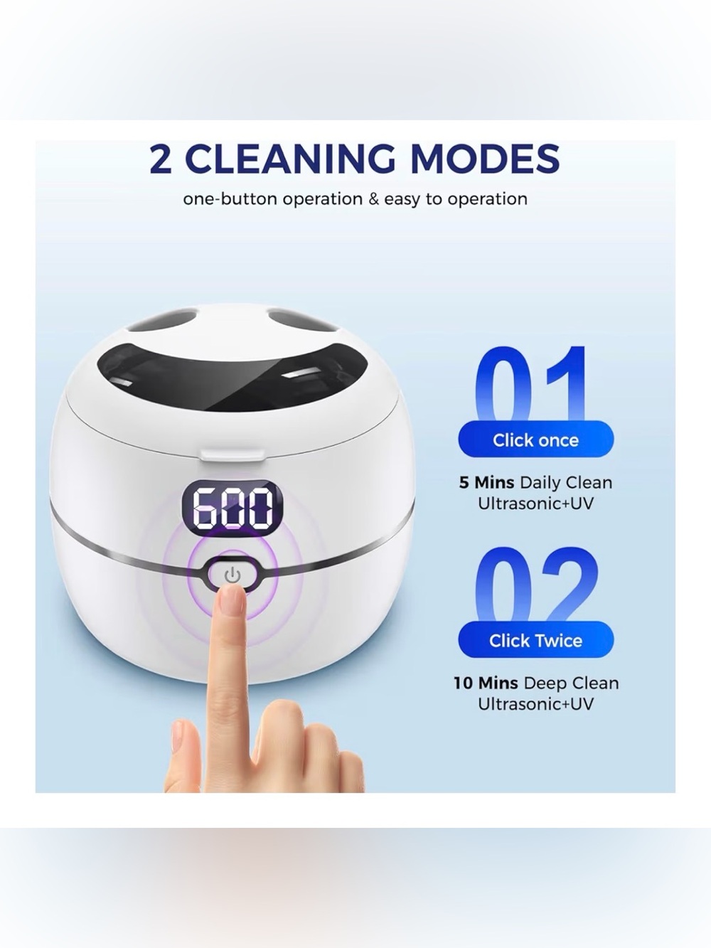 Ultrasonic Retainer Cleaner Machine for Dentures, Mouth Guards, Jewelry - Picture 4 of 8